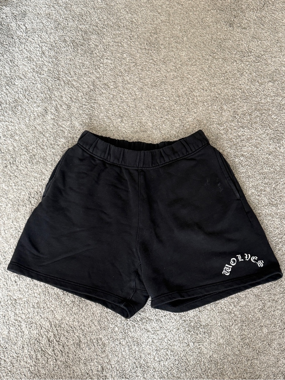 Darc Sport Black Athletic Shorts with White 'Wolves' Script